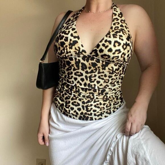 Y2K leopard print halter swim top - Picture 6 of 8